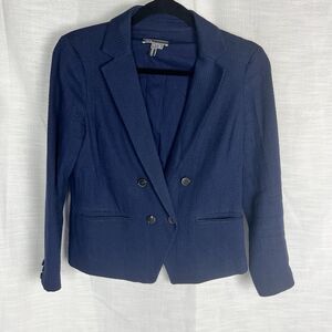 Vince Textured Navy Blue Blazer Size 2 Lightweight Preppy Office Work